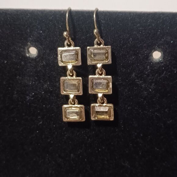 Source Unknown Jewelry - Vintage Gold-toned Bezel-Set Dangle Earrings